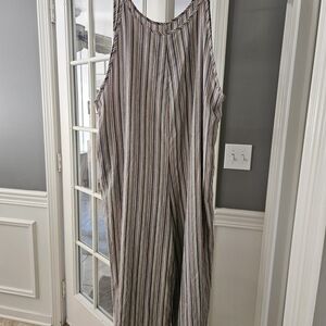 SHEIN Striped Sleeveless Jumpsuit in Neutral Multicolor